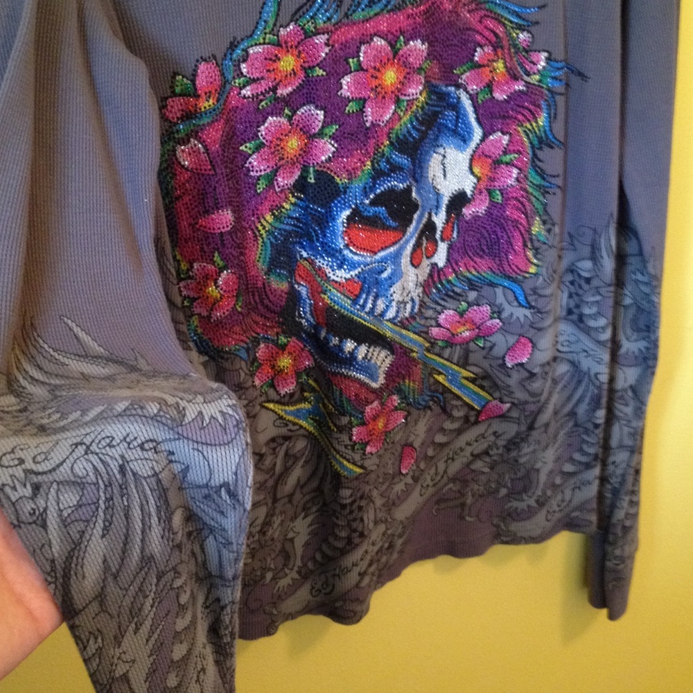 COPY - Medium Authentic Ed hardy...jeweled..crowned skull
